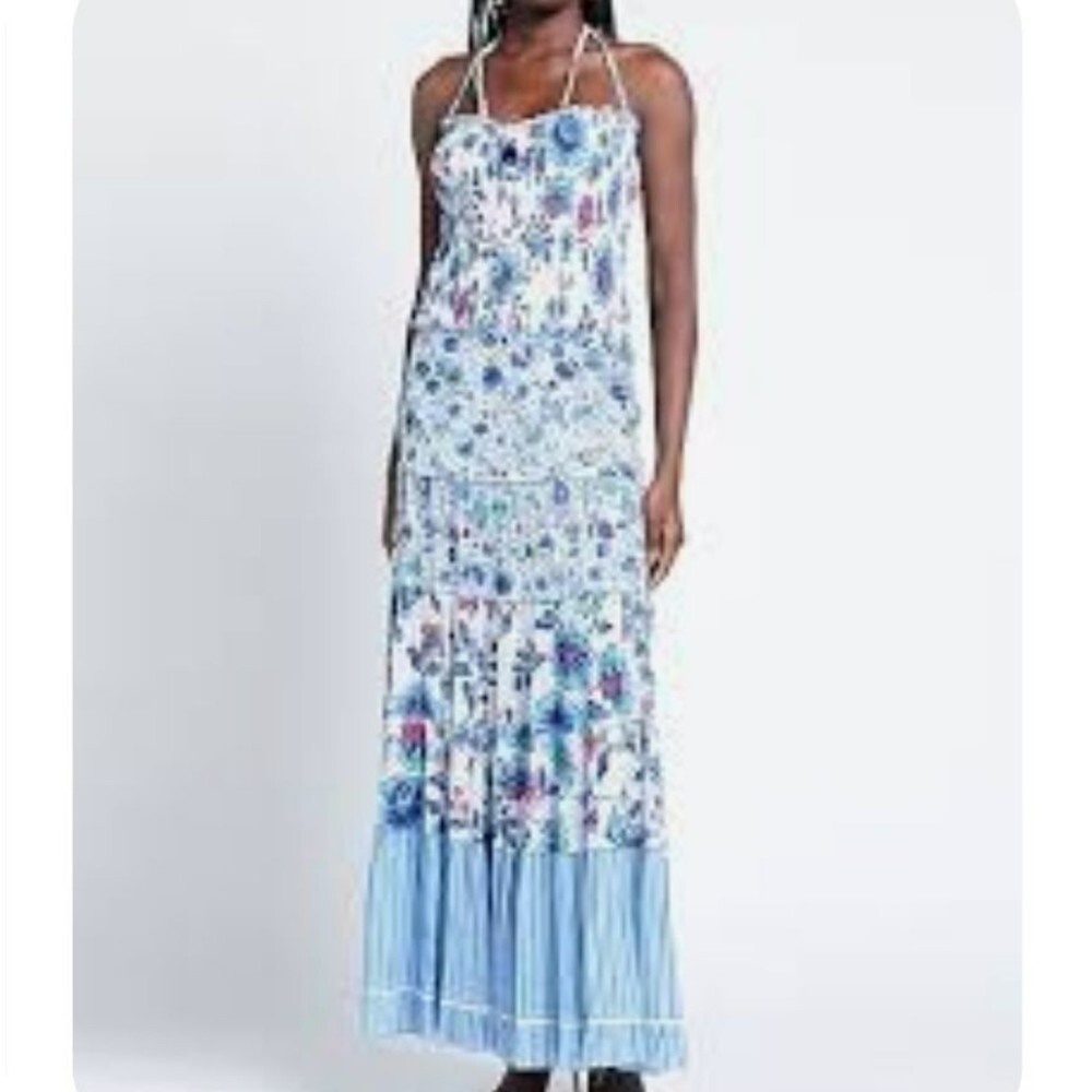 POUPETTE ST BARTH Maxi Dress in Blue Patchwork